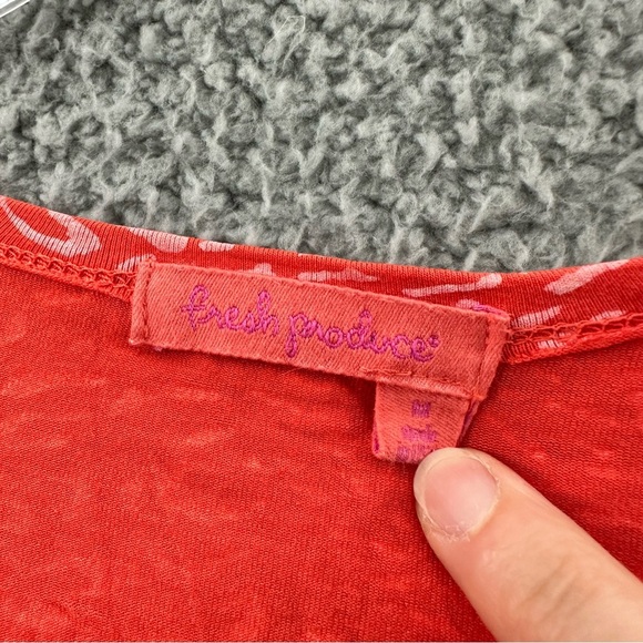 Fresh Produce 3/4 Sleeve Knotted Mixed Animal Prints Top Coral Women's‎ M - Picture 3 of 8